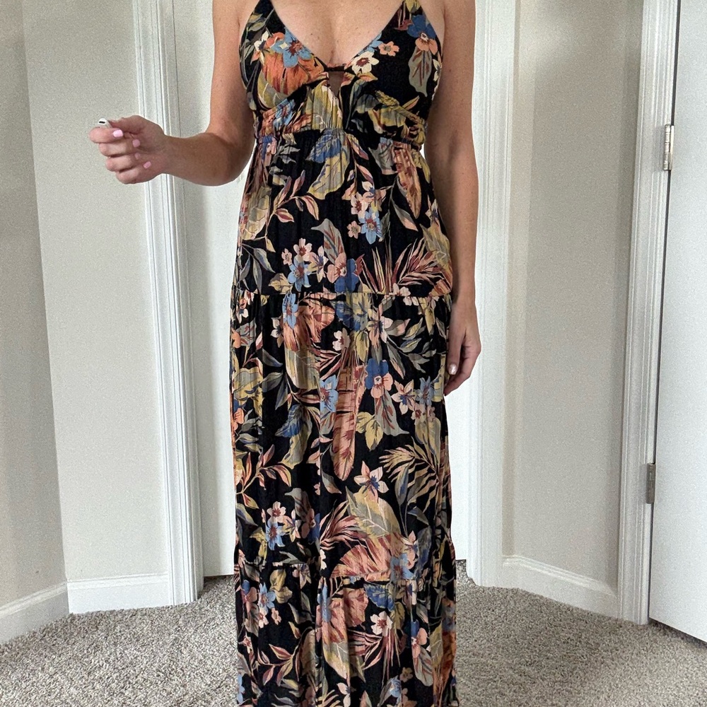 Angie Black Floral Maxi Dress